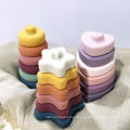 silicone heart shape stacking baby toy building stacker